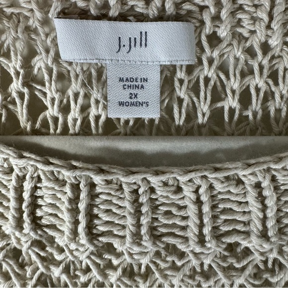 J. Jill Open Knit Striped linen Blend Sweater - Picture 8 of 10
